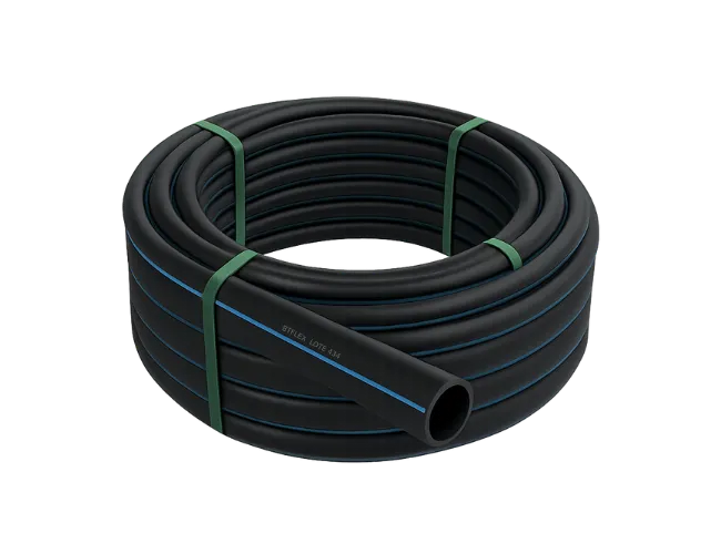 tubulação pead saneamento btflex preto com listra azul bobina 32 100m