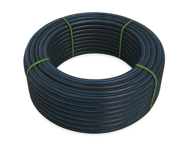 tubulação pead saneamento btflex preto com listra azul bobina 63 100m